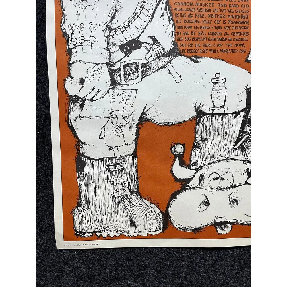 Vintage Hunting John Hitesman Lithograph Poster 1960's MCM Wall Decoration, Vin